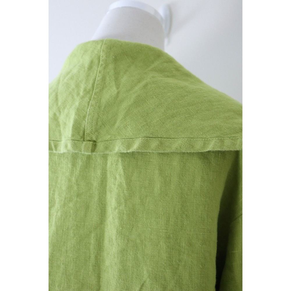 Bryn Walker Size XS Heavy Linen Jacket Drape Front Gooseberry Lime Green - Picture 11 of 14